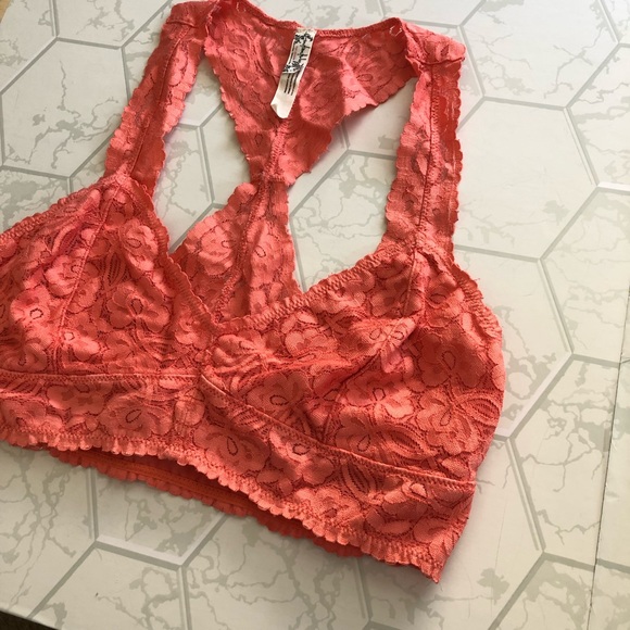 Free People Lace Bralette in Orange - Size Medium - Picture 3 of 11